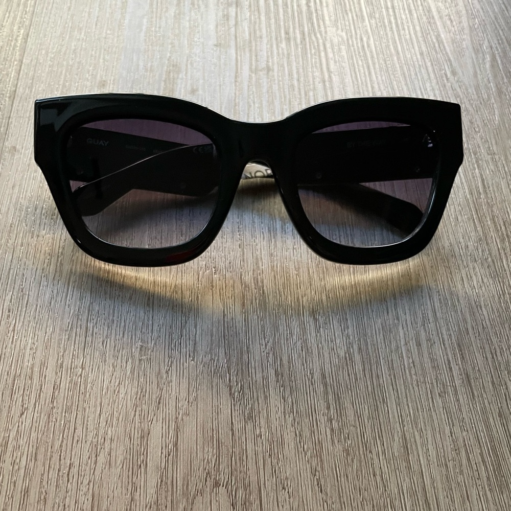 quay australia by the way black oversized chic square shape sunglasses eyewear
